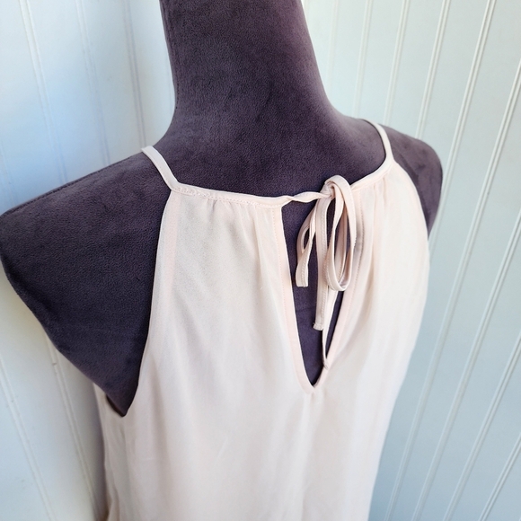 Express Womens Beaded Collar Tank Blush Pink Elastic Hem Back Neck Keyhole Sz M - Picture 8 of 12